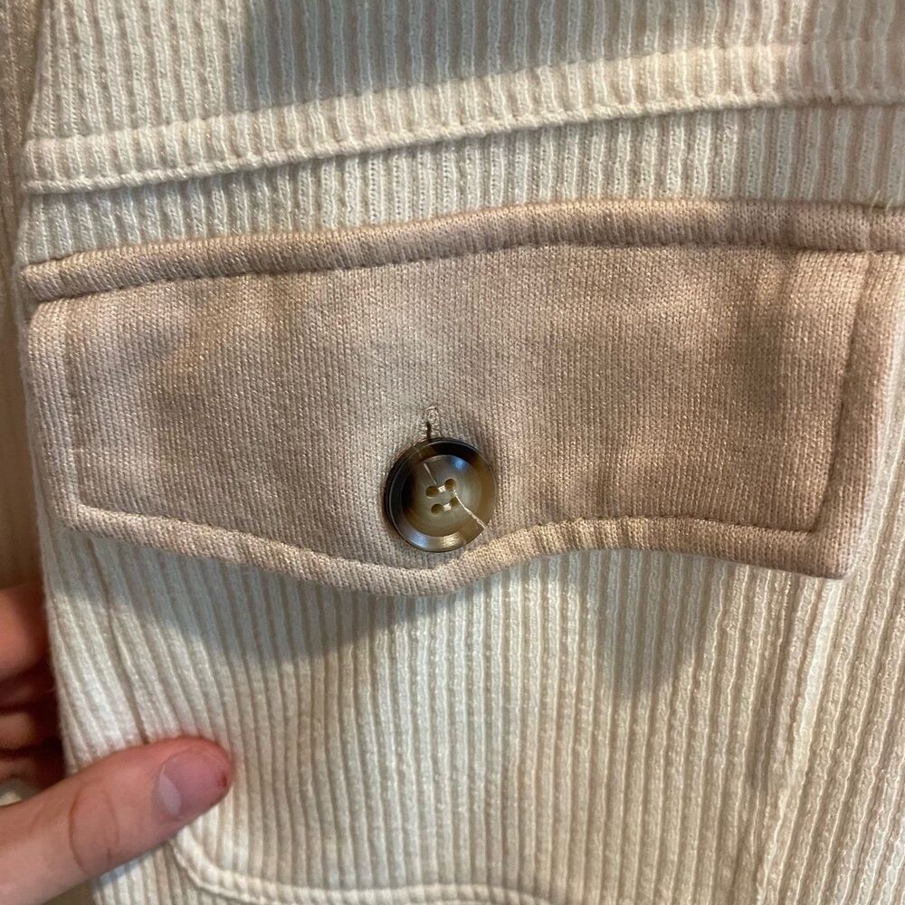 Hem & Thread Large Cream Ribbed Button Down Shacket Womens Long Sleeve Boho - Picture 15 of 15